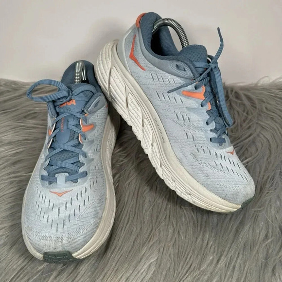 Hoka One One Gaviota 4 Womens 10 Blue Shoes Running Gym Comfort Trainer Sneakers - Picture 9 of 10